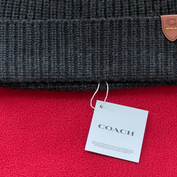 Black Coach Rib Knit Hat - Picture 4 of 4